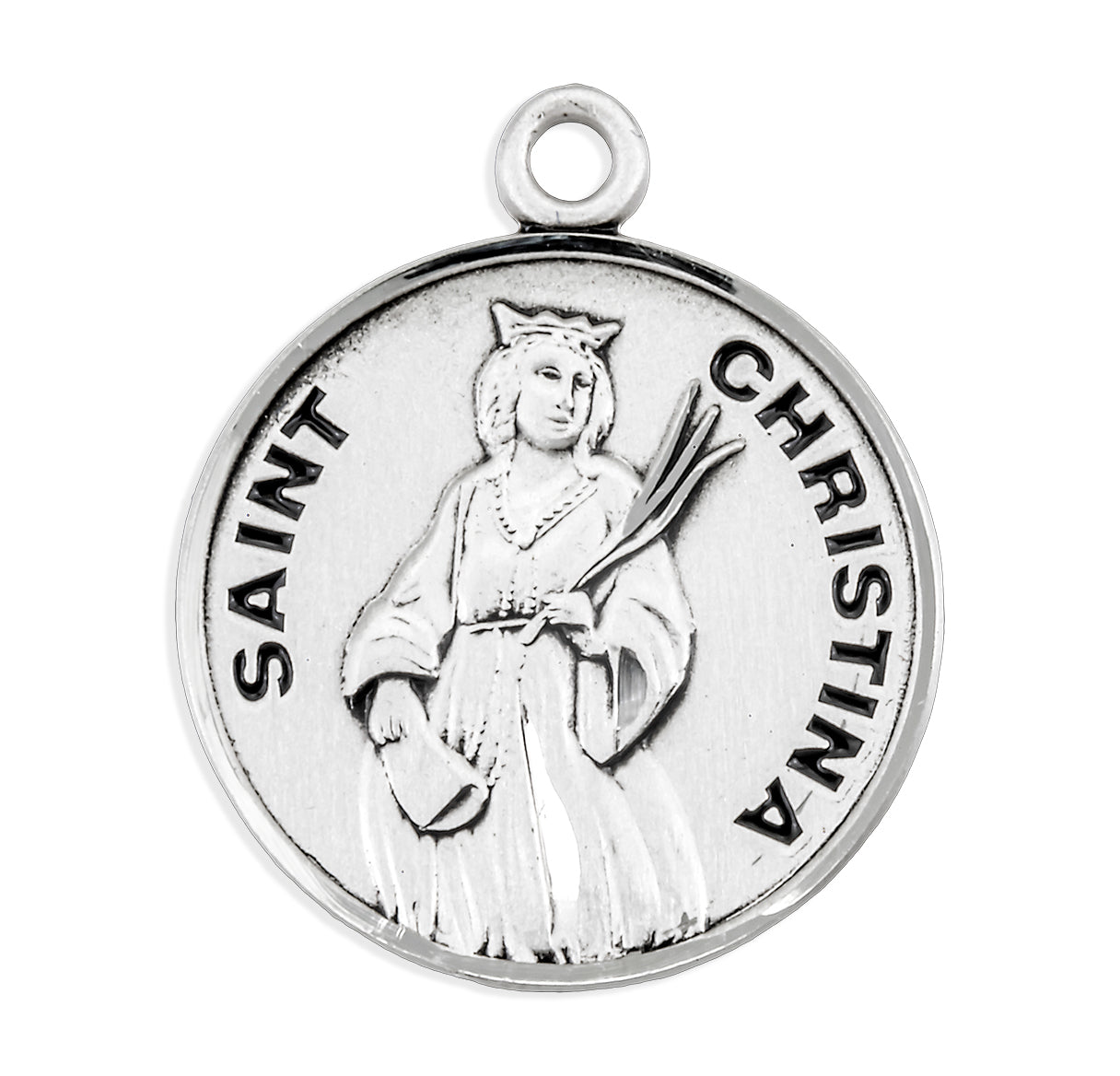 Patron Saint Christina Round Sterling Silver Medal