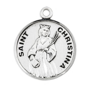 Patron Saint Christina Round Sterling Silver Medal