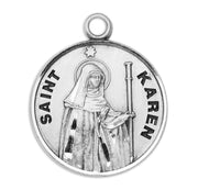 Patron Saint Karen Round Sterling Silver Medal