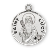 Patron Saint Lucy Round Sterling Silver Medal