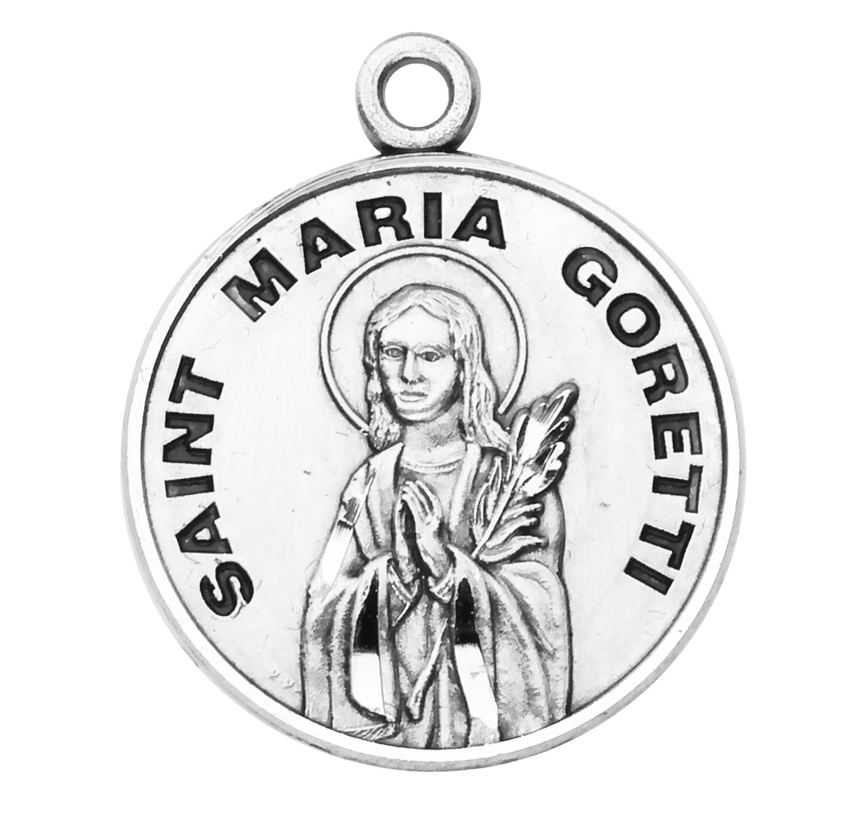 Patron Saint Maria Goretti Round Sterling Silver Medal