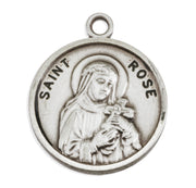 Patron Saint Rose Round Sterling Silver Medal