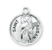 Patron Saint Susan Round Sterling Silver Medal