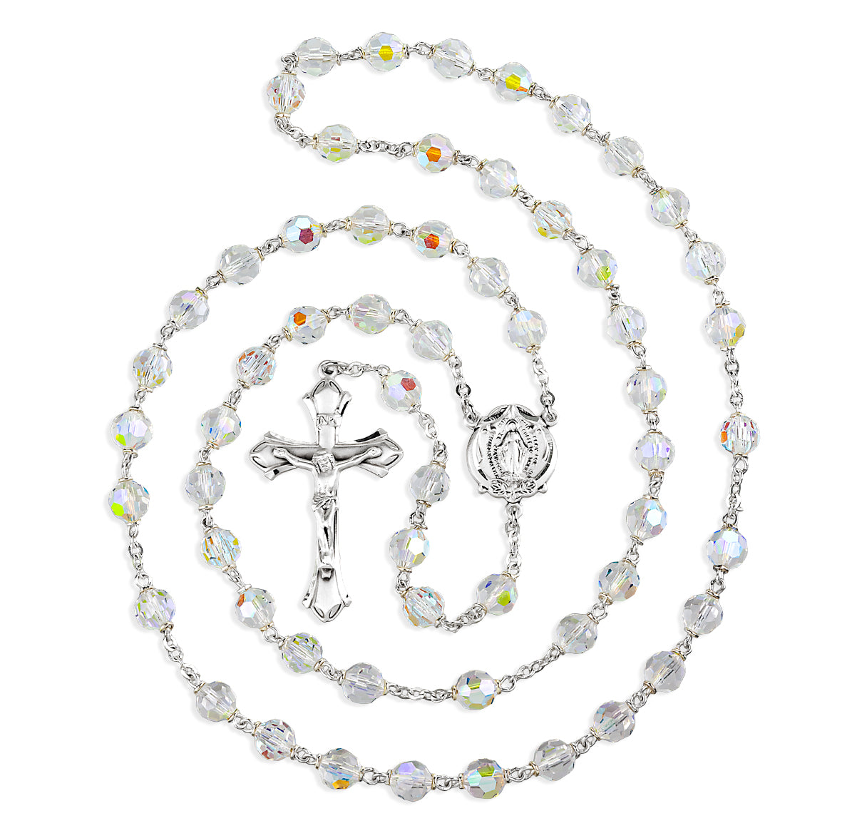 7mm Crystal Czech Aurora Beads