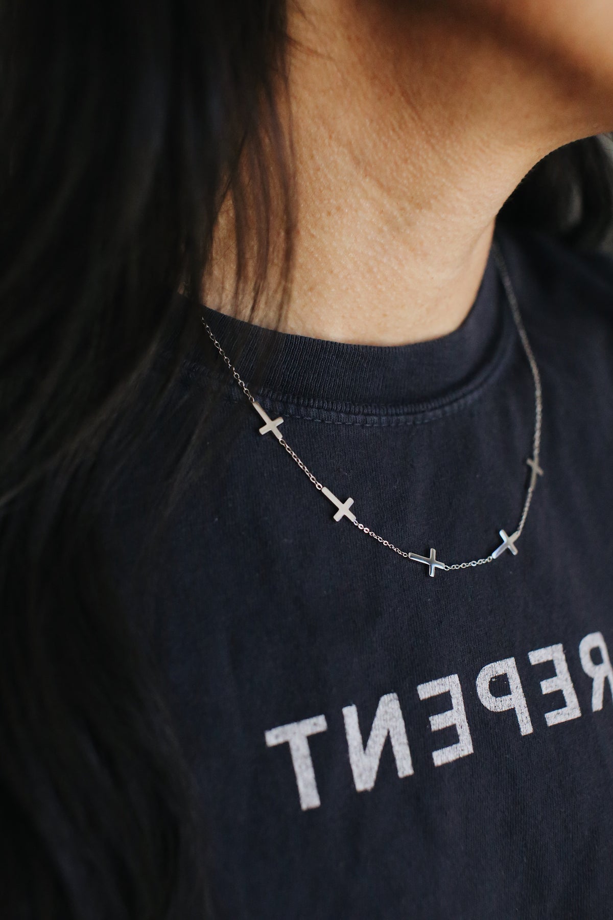Five Cross Necklace | Luke 9:23 Christian Necklace