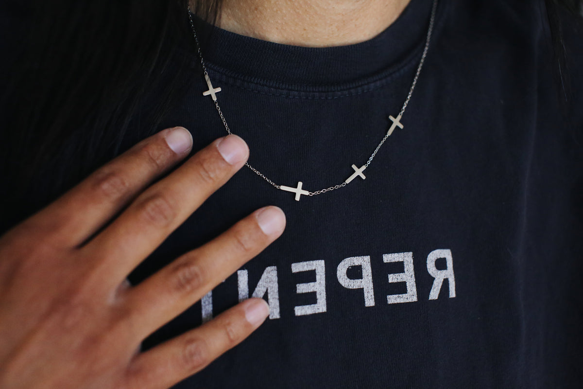 Five Cross Necklace | Luke 9:23 Christian Necklace