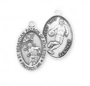 Sterling Silver Oval St. Sebastian Basketball Medal-24" Ch-Boxed