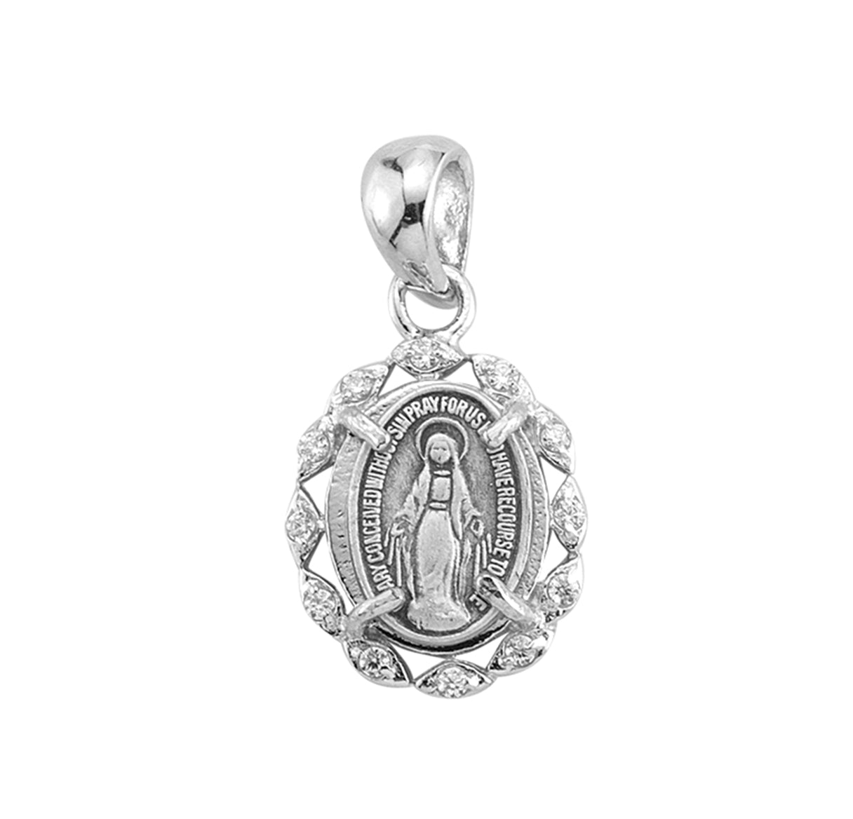 Sterling Silver Crystal Cubic Zirconia "CZ" Miraculous Medal