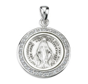 Sterling Silver Round Miraculous Crystal Cubic Zirconia "CZ's" Pendant