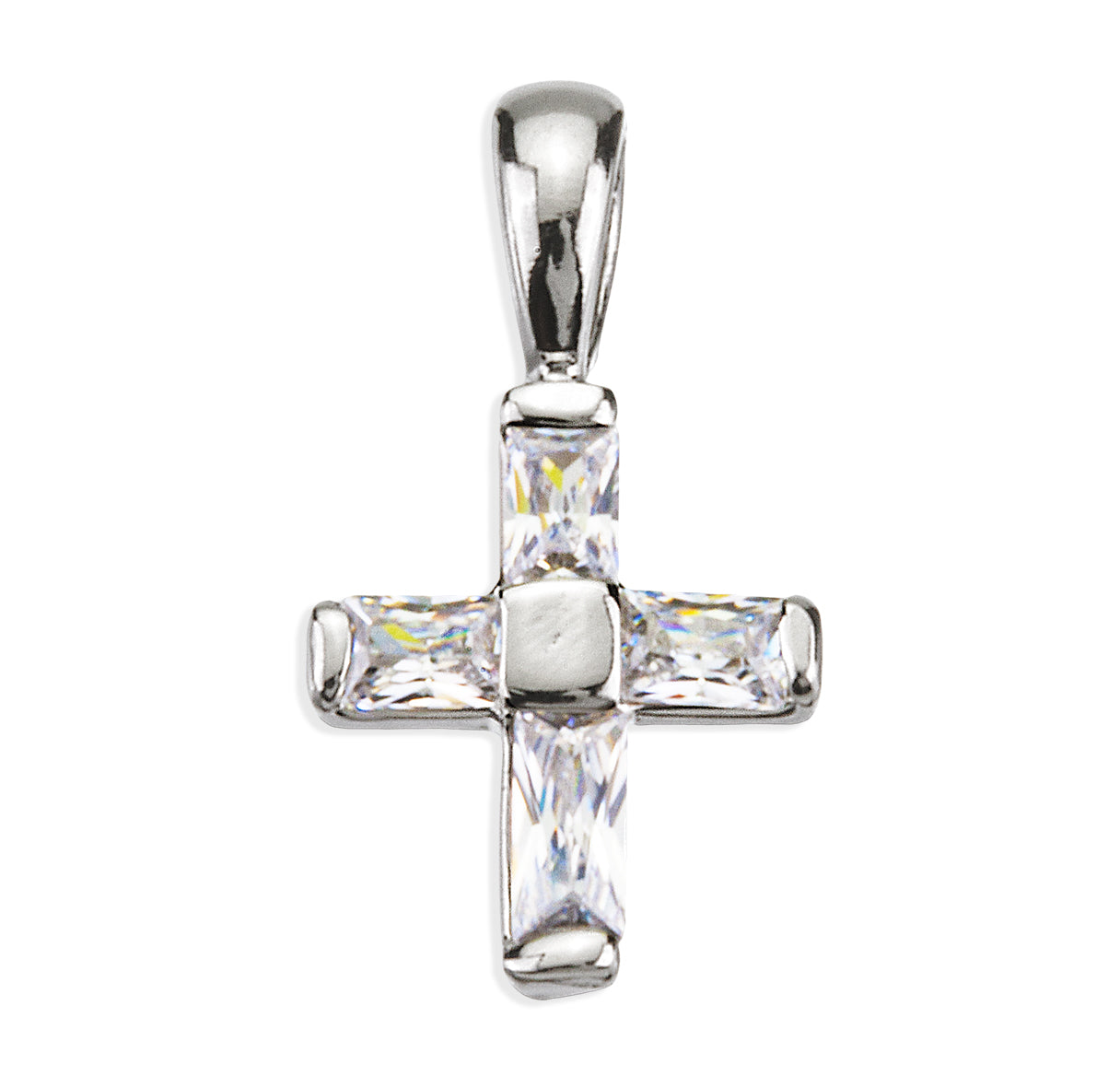 Sterling Silver Small Cross with CZ Settings