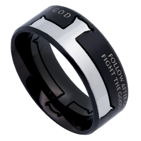Black Iron Cross Ring