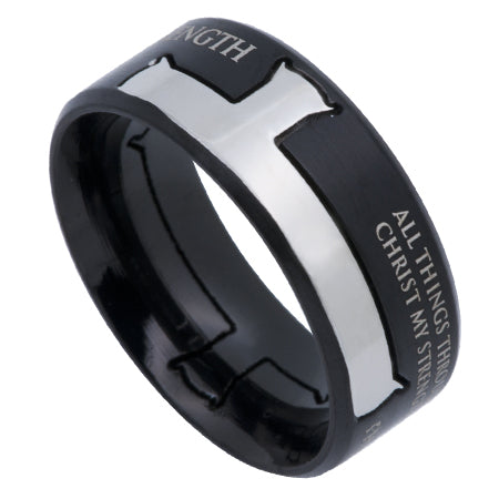 Black Iron Cross Ring