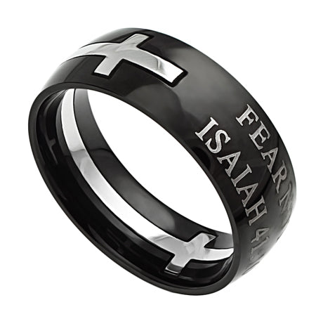 Black Square Double Cross Ring