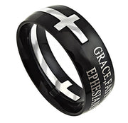 Black Square Double Cross Ring