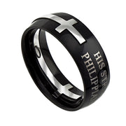 Black Square Double Cross Ring