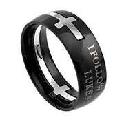 Black Square Double Cross Ring