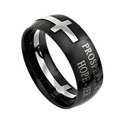 Black Square Double Cross Ring