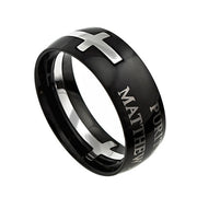 Black Square Double Cross Ring
