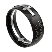 Black Square Double Cross Ring