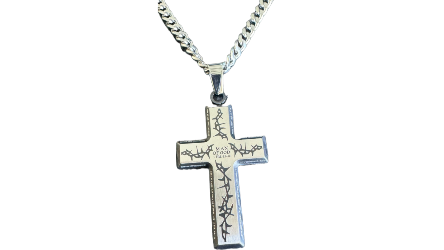 Black Thorn Cross Necklace