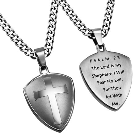Silver Shield R2 Cross Necklace