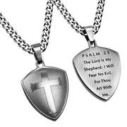 Silver Shield R2 Cross Necklace