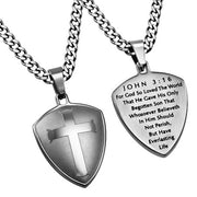 Silver Shield R2 Cross Necklace