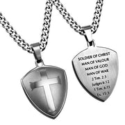 Silver Shield R2 Cross Necklace