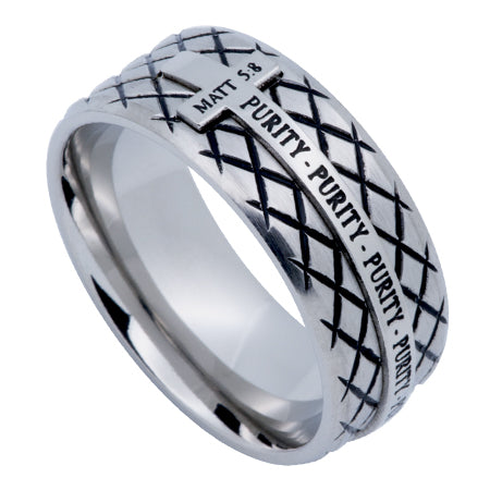 Silver Diamond Back Cross Ring