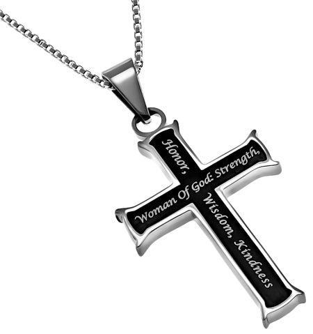 Black Mini Cross Necklace